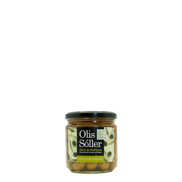 olis soller grüne oliven trencada von Mallorca im Glas