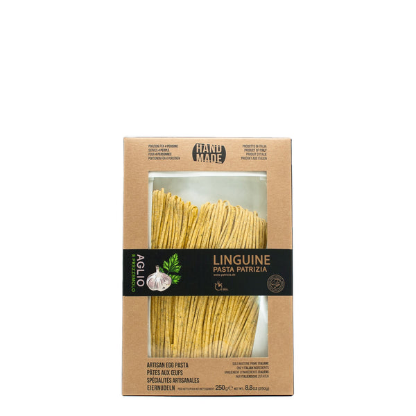 italienische spezialitäten im dem feinkost onlineshop kaufen pasta linguine mit petersilie und knoblauch